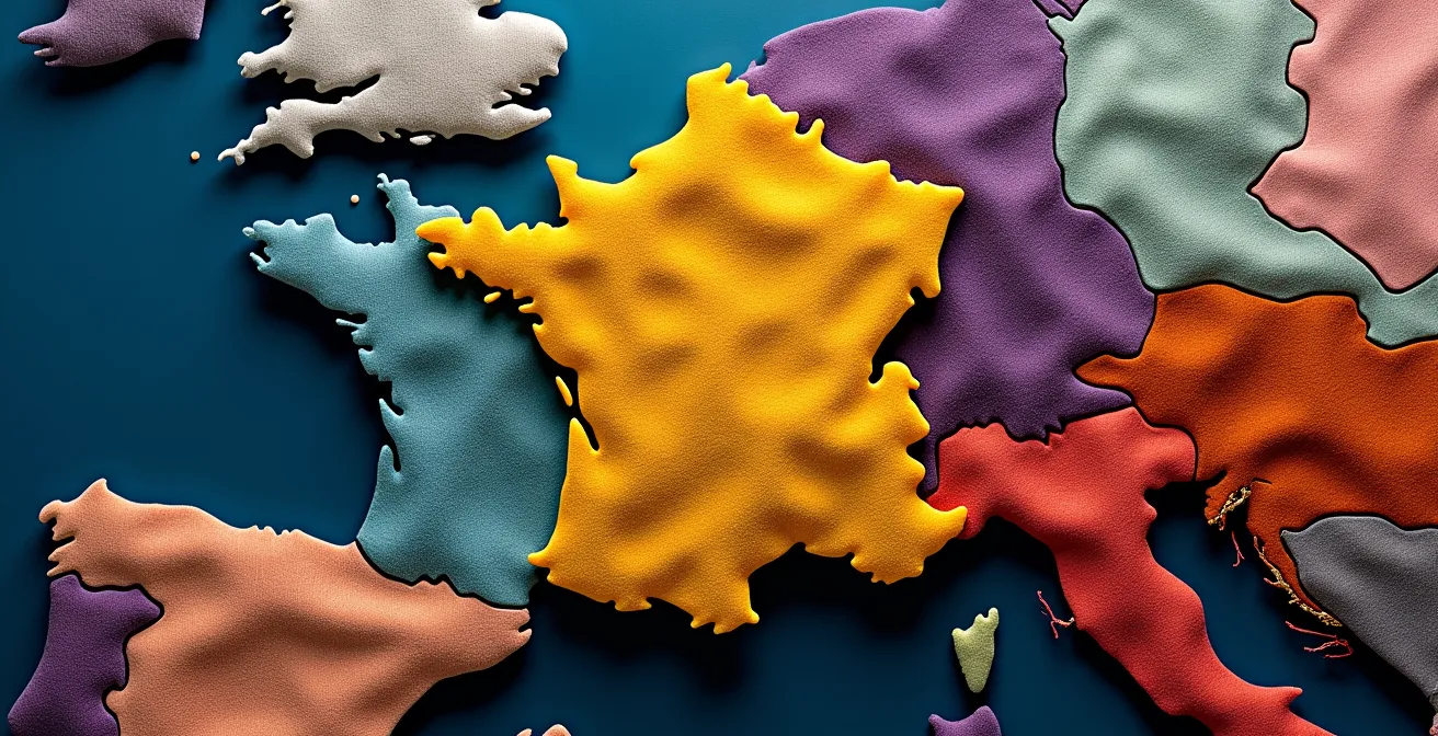 Carte stylisée des pôles textiles français avec leurs spécialités