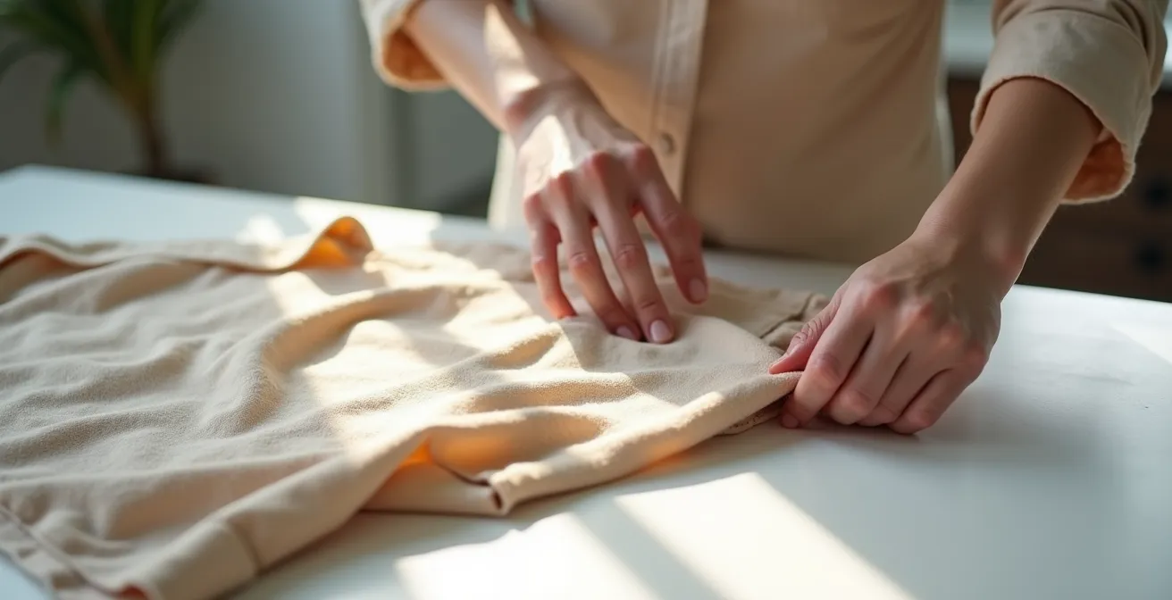 Installation photo professionnelle pour vêtement avec éclairage naturel et fond neutre