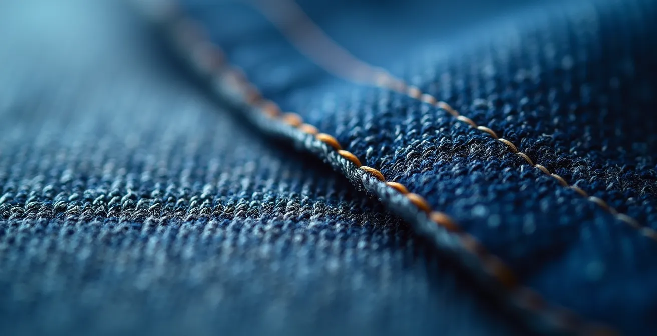 Comparaison visuelle entre fabrication traditionnelle et écologique d'un jean